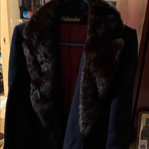 Women's Black Blazer with Faux Fur Collar